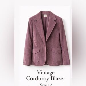 Vintage Country Suburbans Plum Mauve Corduroy Blazer Preppy Office Jacket 12